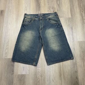Enyce Jean Shorts Mens 34 Blue Denim Baggy Hip Hop Streetwear Sean Combs Y2K